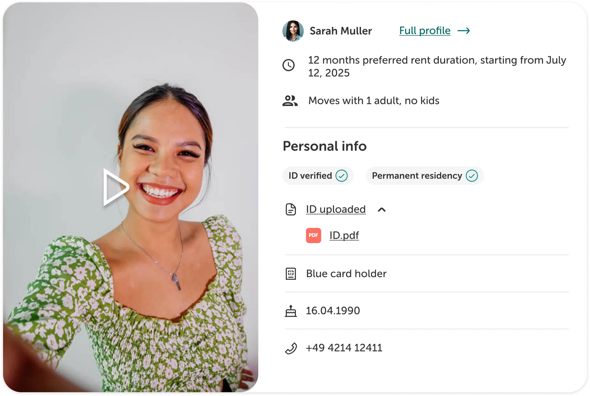 Tenant pre-qualification preview